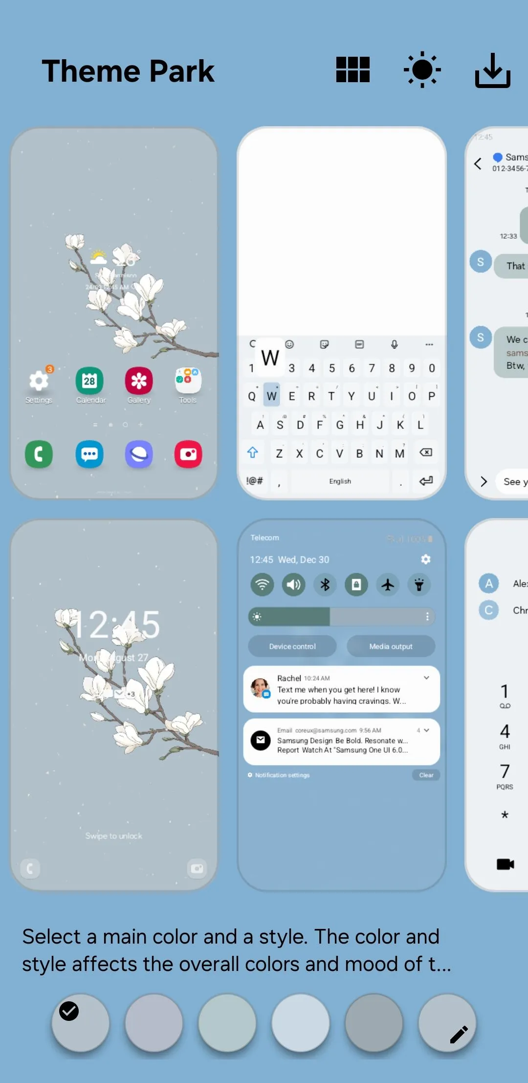 Giao diện module Theme Park trên điện thoại Samsung Galaxy