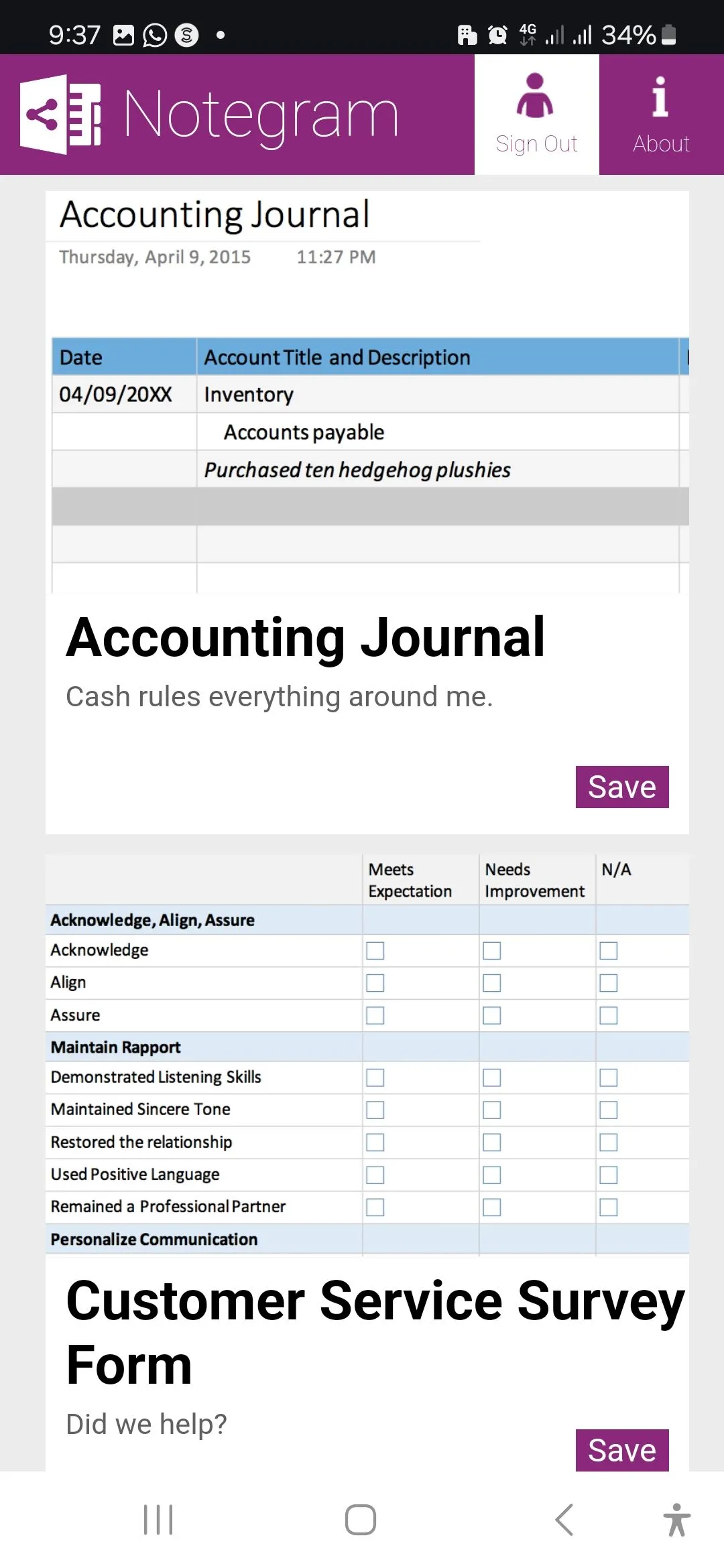 Giao diện Notegram hiển thị các template OneNote miễn phí