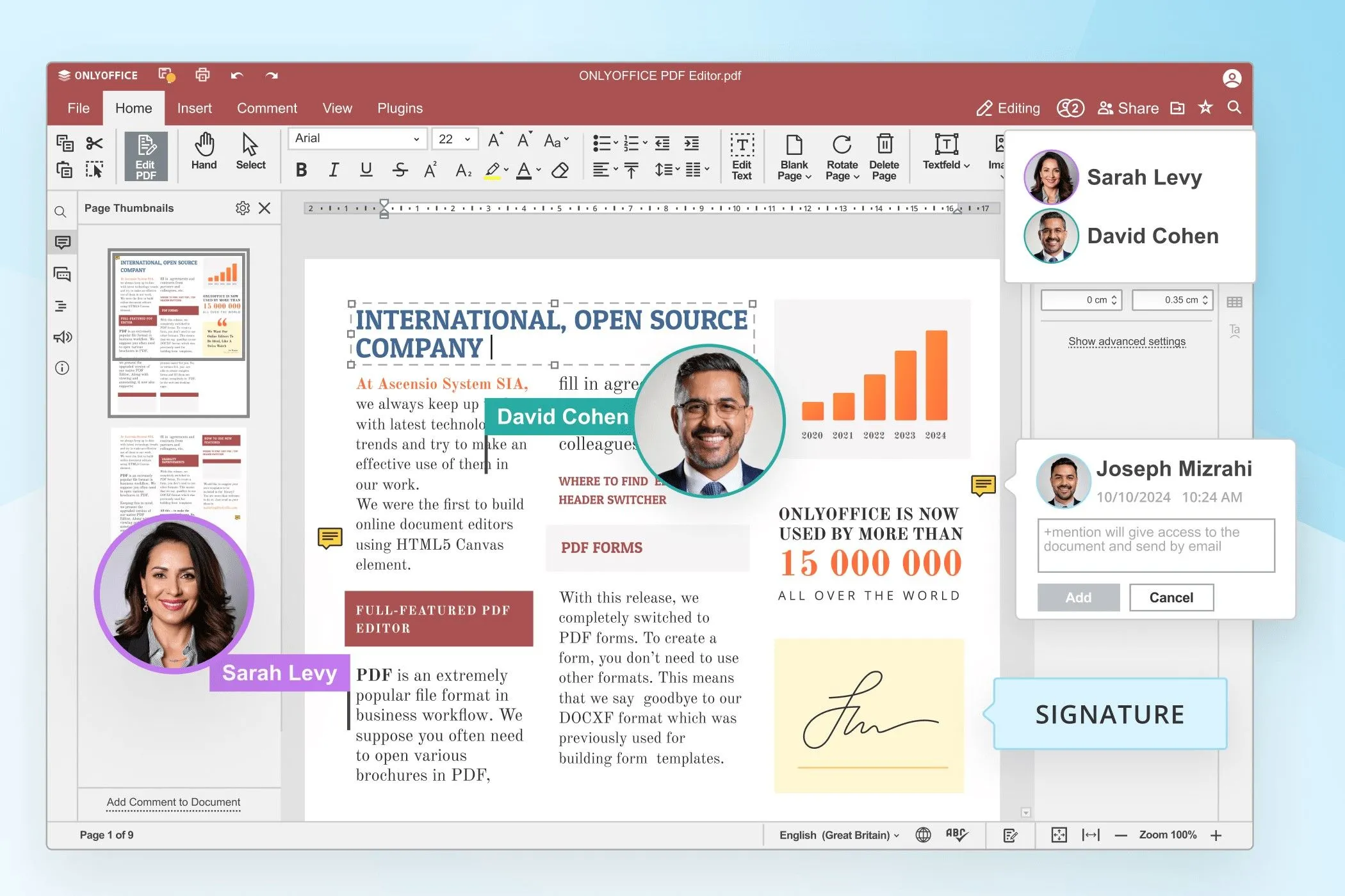 Giao diện OnlyOffice PDF Editor, thể hiện sự tương đồng với Microsoft Office