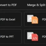 Giao diện PDFGear hiển thị tính năng chuyển đổi file PDF sang các định dạng khác như Word, Excel, PPT, ảnh