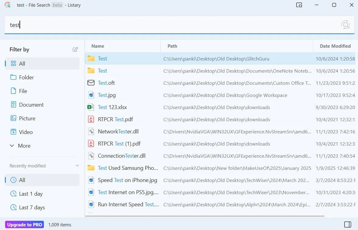Giao diện phần mềm Listary hiển thị thanh tìm kiếm nhanh tương tự Spotlight của Mac trên Windows.