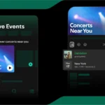 Giao diện playlist Concerts Near You trên Spotify