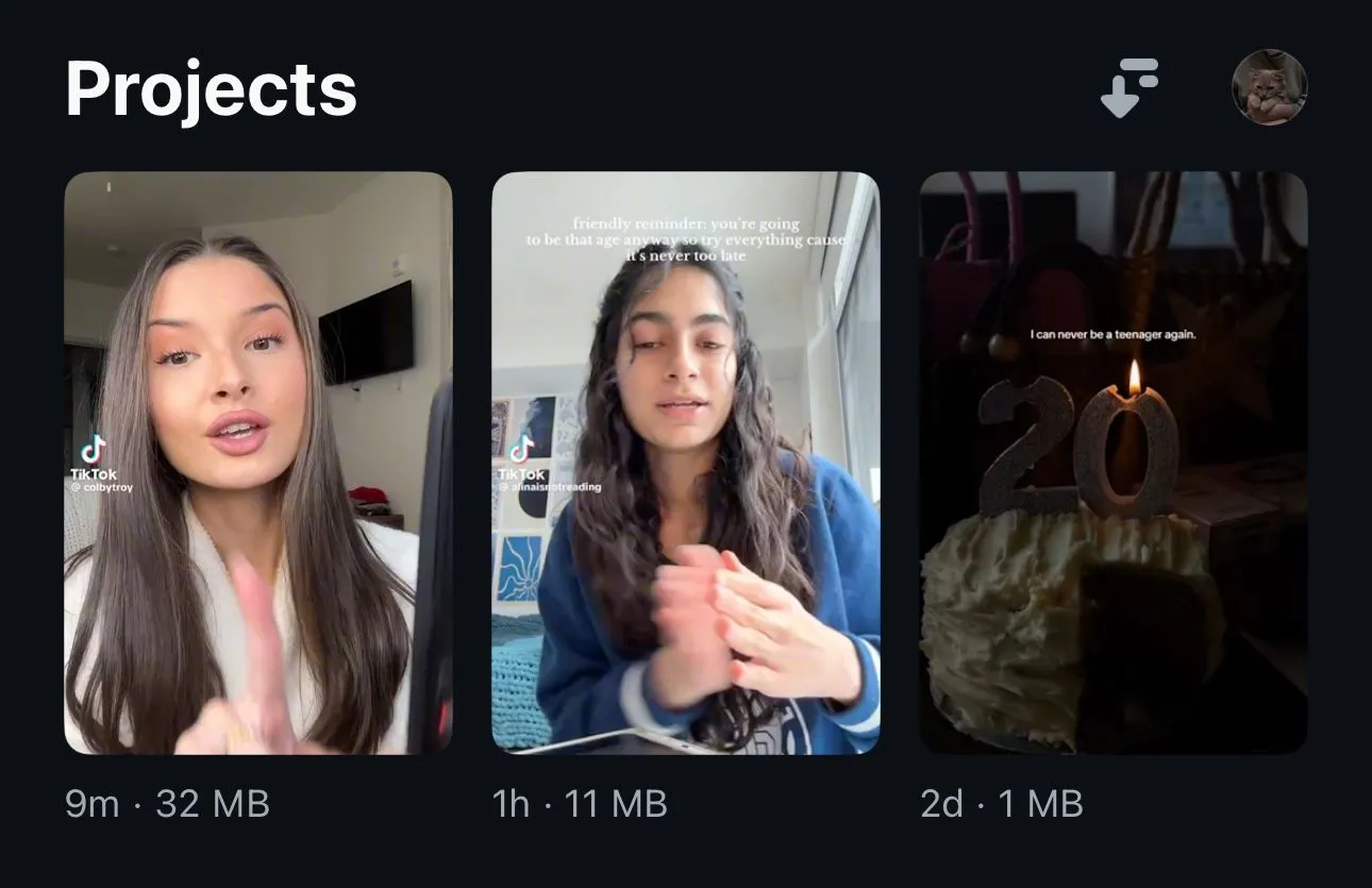 Giao diện quản lý dự án trong ứng dụng chỉnh sửa video Edits của Instagram