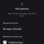 Giao diện quản lý quyền truy cập micro trên Android để đảm bảo quyền riêng tư.