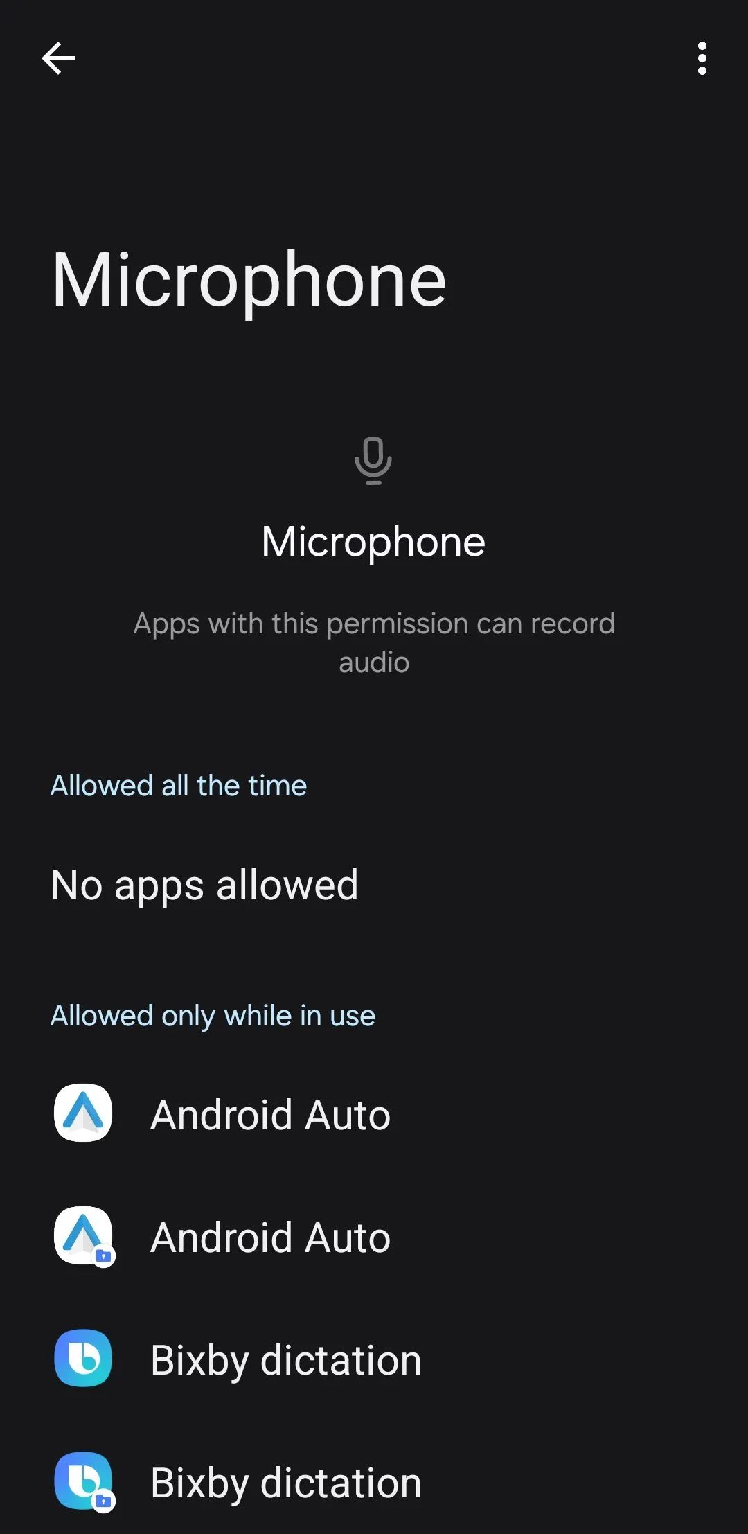 Giao diện quản lý quyền truy cập micro trên Android để đảm bảo quyền riêng tư.