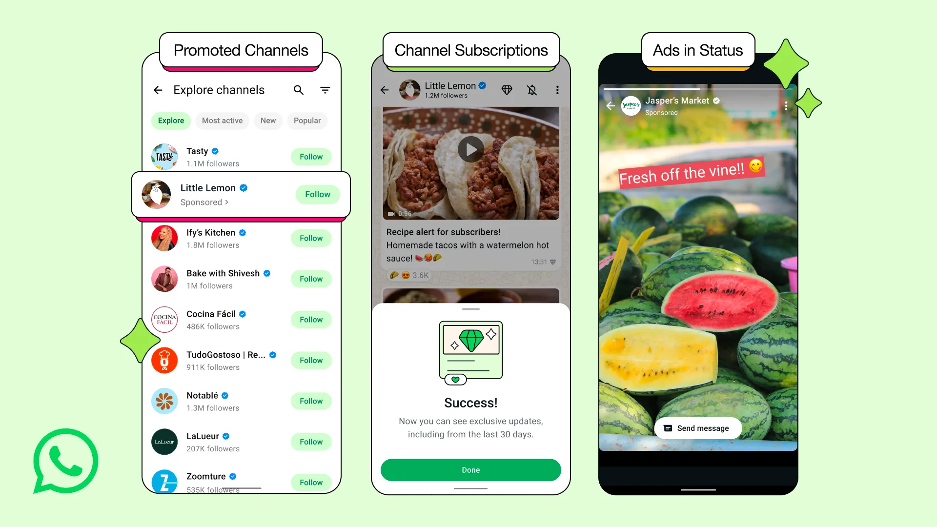 Giao diện quảng cáo hiển thị trên phần Trạng thái WhatsApp