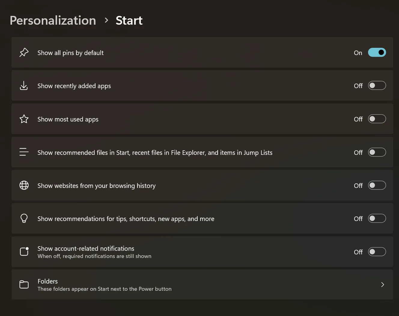 Giao diện Start Menu Windows 11 Insider với các thay đổi về mục đề xuất