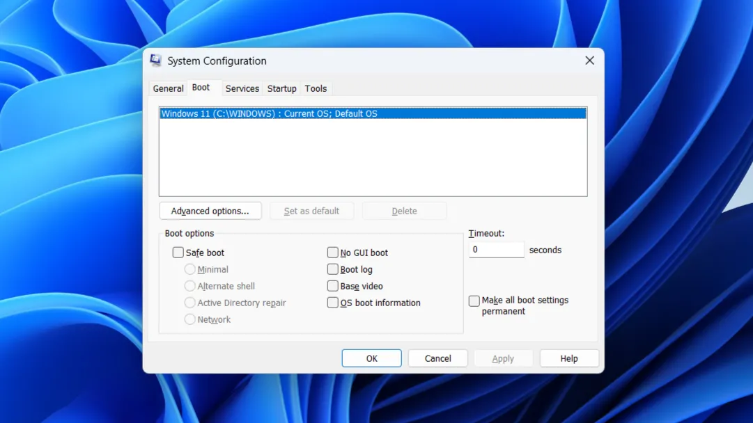Giao diện System Configuration (msconfig) trong Windows, hiển thị các tab khởi động và dịch vụ hệ thống