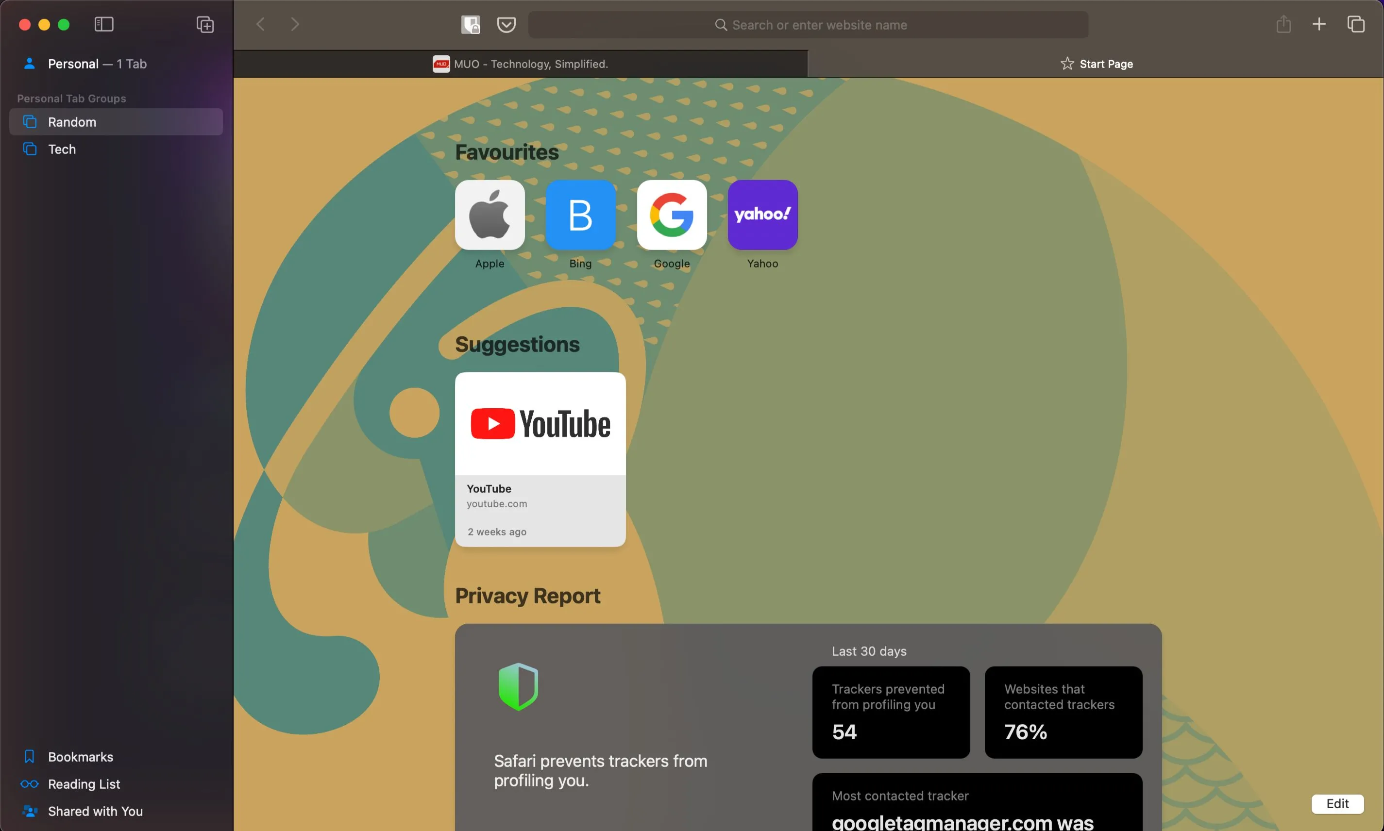 Giao diện tab mới của trình duyệt Safari trên macOS, thể hiện sự đơn giản và tối ưu cho hệ sinh thái Apple