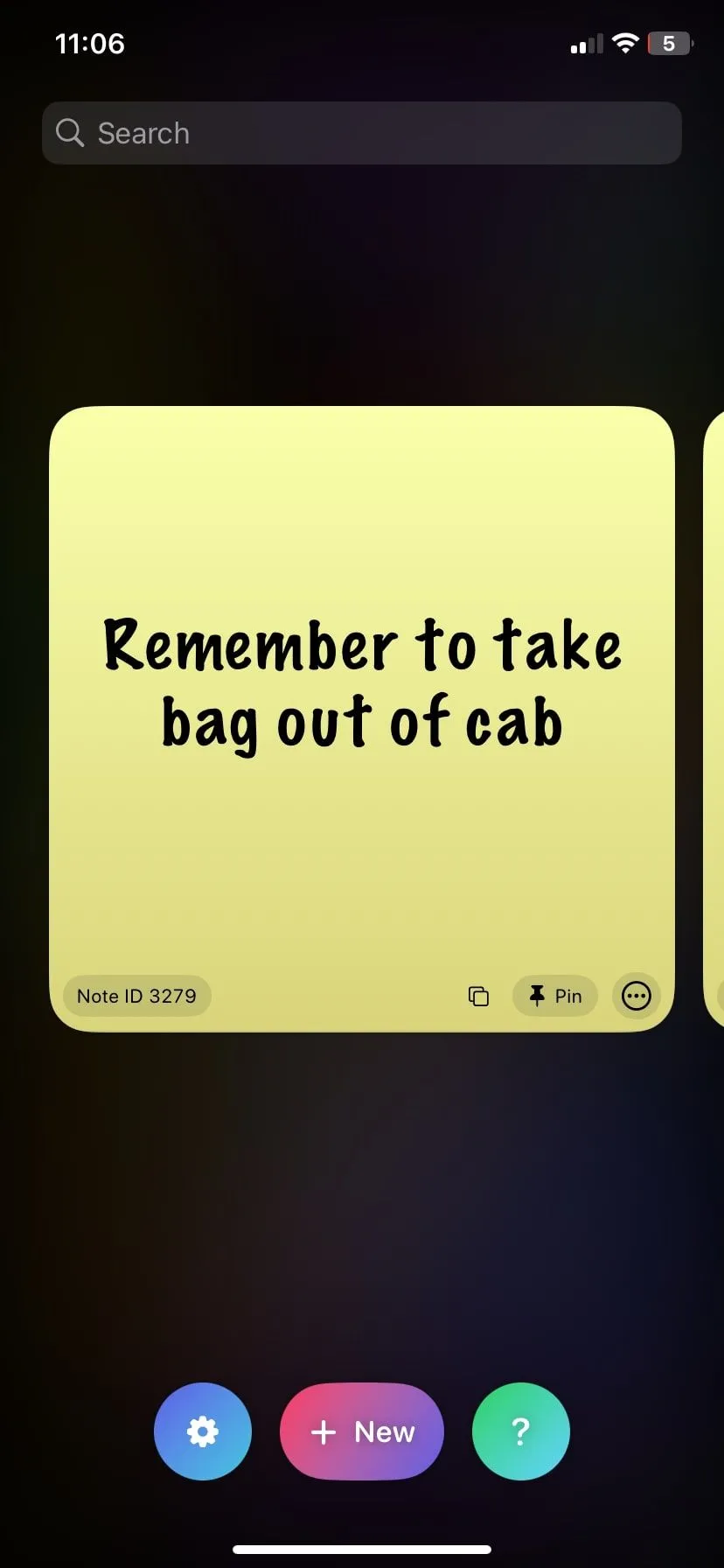 Giao diện tạo ghi chú nhanh chóng của ứng dụng Sticky Widgets