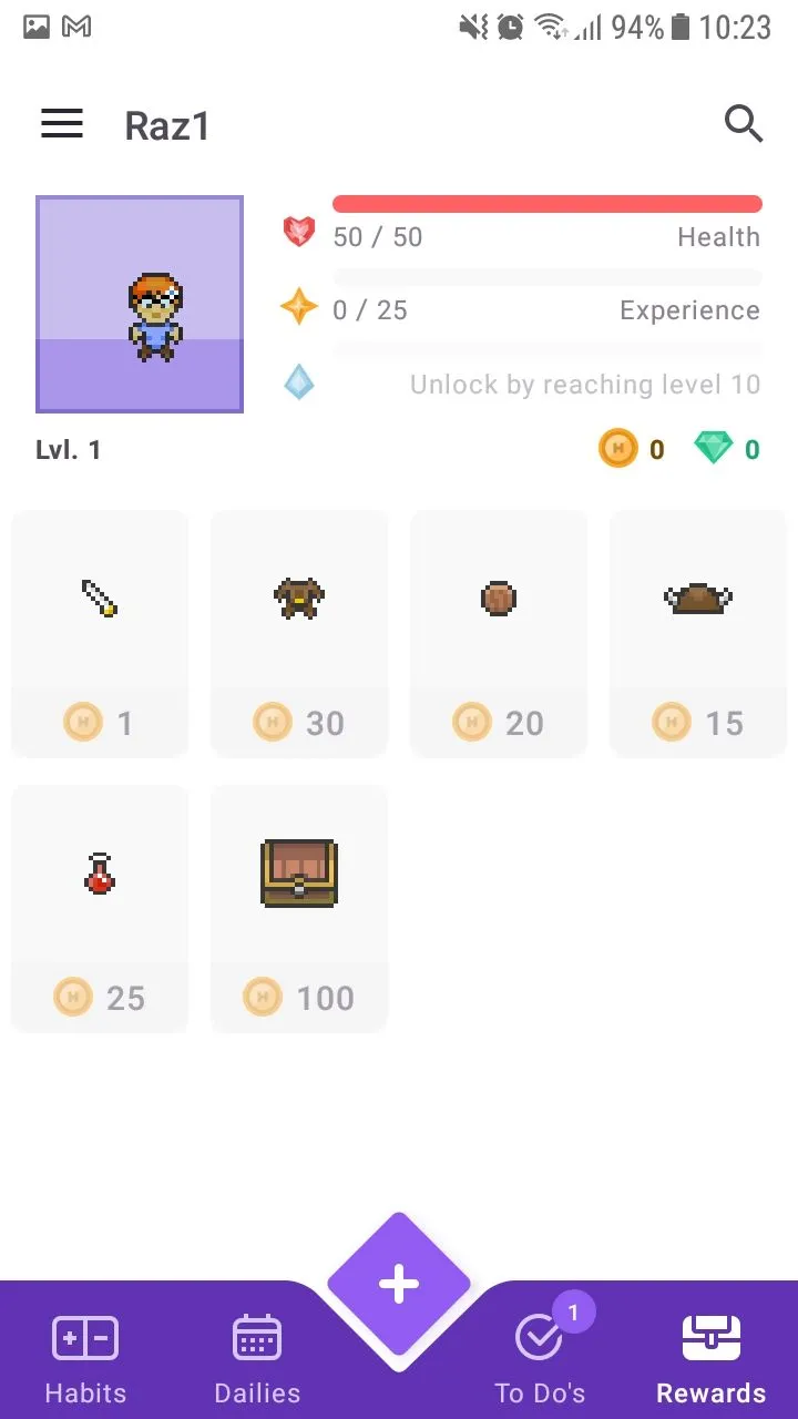 Giao diện tạo thói quen mới trong Habitica