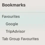 Giao diện thanh dấu trang (Bookmarks Tab) trên trình duyệt Safari