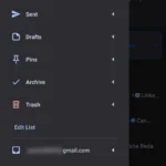 Giao diện thanh điều hướng của ứng dụng Spark Mail trên Android