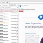 Giao diện Thunderbird với email đang mở, minh họa tính năng tabbed email và unified inbox