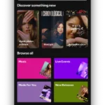 Giao diện tìm kiếm của Spotify trên iPhone với tab tìm kiếm được chọn