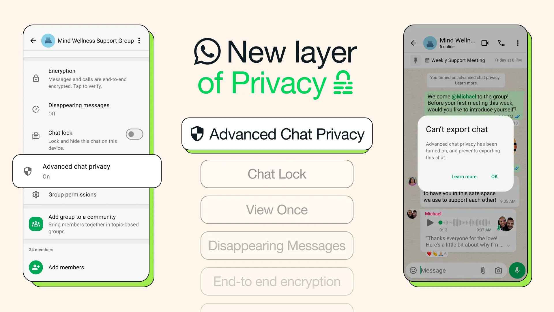 Giao diện tính năng Quyền Riêng Tư Nâng Cao Cho Cuộc Trò Chuyện trên WhatsApp