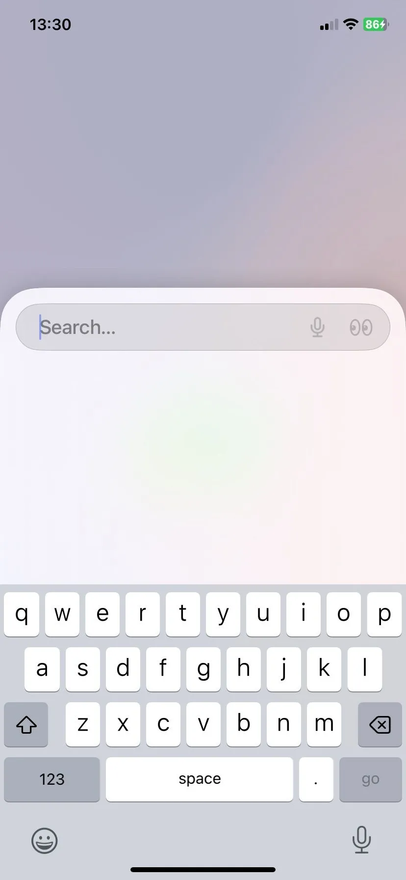Giao diện tối giản của trình duyệt Arc Search trên iPhone với trường tìm kiếm và URL tích hợp