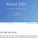 Giao diện trang chủ của trình duyệt web Min gọn nhẹ