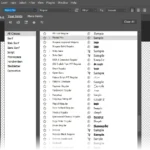Giao diện trình duyệt font trong Adobe Photoshop hiển thị danh sách và tùy chọn lọc font