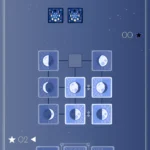 Giao diện trò chơi Google Doodle The Rise of the Half Moon với các thẻ bài chu kỳ mặt trăng trên bảng đấu
