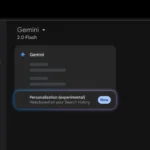 Giao diện tùy chọn cá nhân hóa trên Google Gemini, cho phép kết nối với lịch sử tìm kiếm để tối ưu phản hồi.