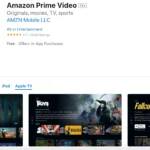 Giao diện ứng dụng Amazon Prime Video trên thiết bị Apple TV, hiển thị các nội dung phim và chương trình truyền hình sẵn có.