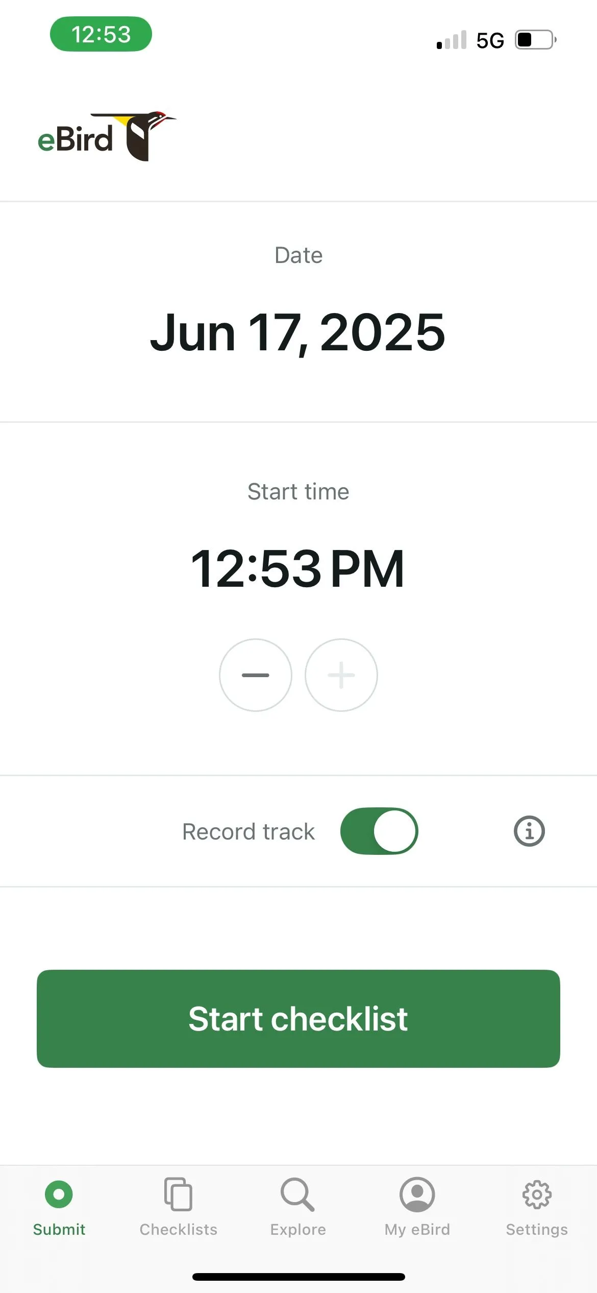 Giao diện ứng dụng eBird với danh sách chim