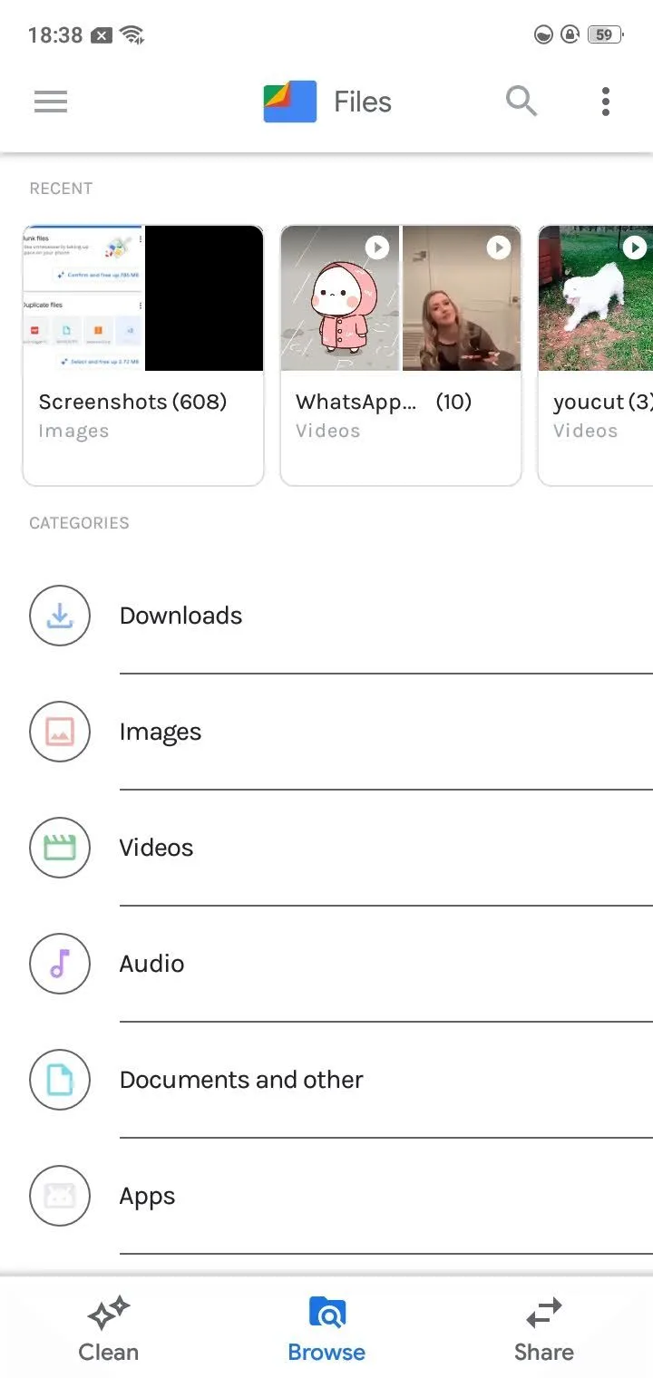 Giao diện ứng dụng Files Go hiển thị các tệp tin và tính năng chia sẻ tệp nhanh chóng qua mạng cục bộ