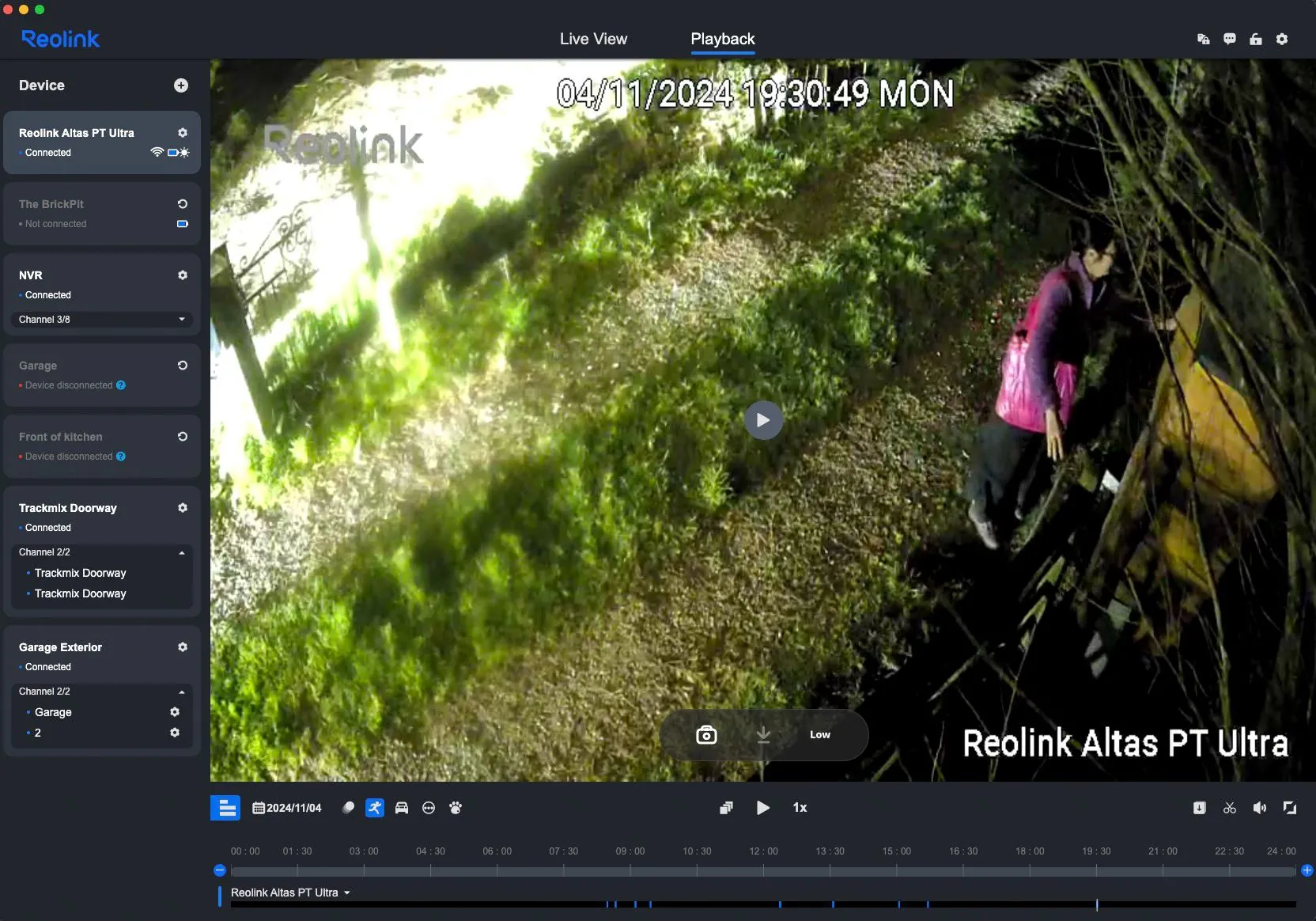 Giao diện ứng dụng máy tính Reolink cho phép người dùng dễ dàng xem lại các bản ghi từ camera Altas PT Ultra