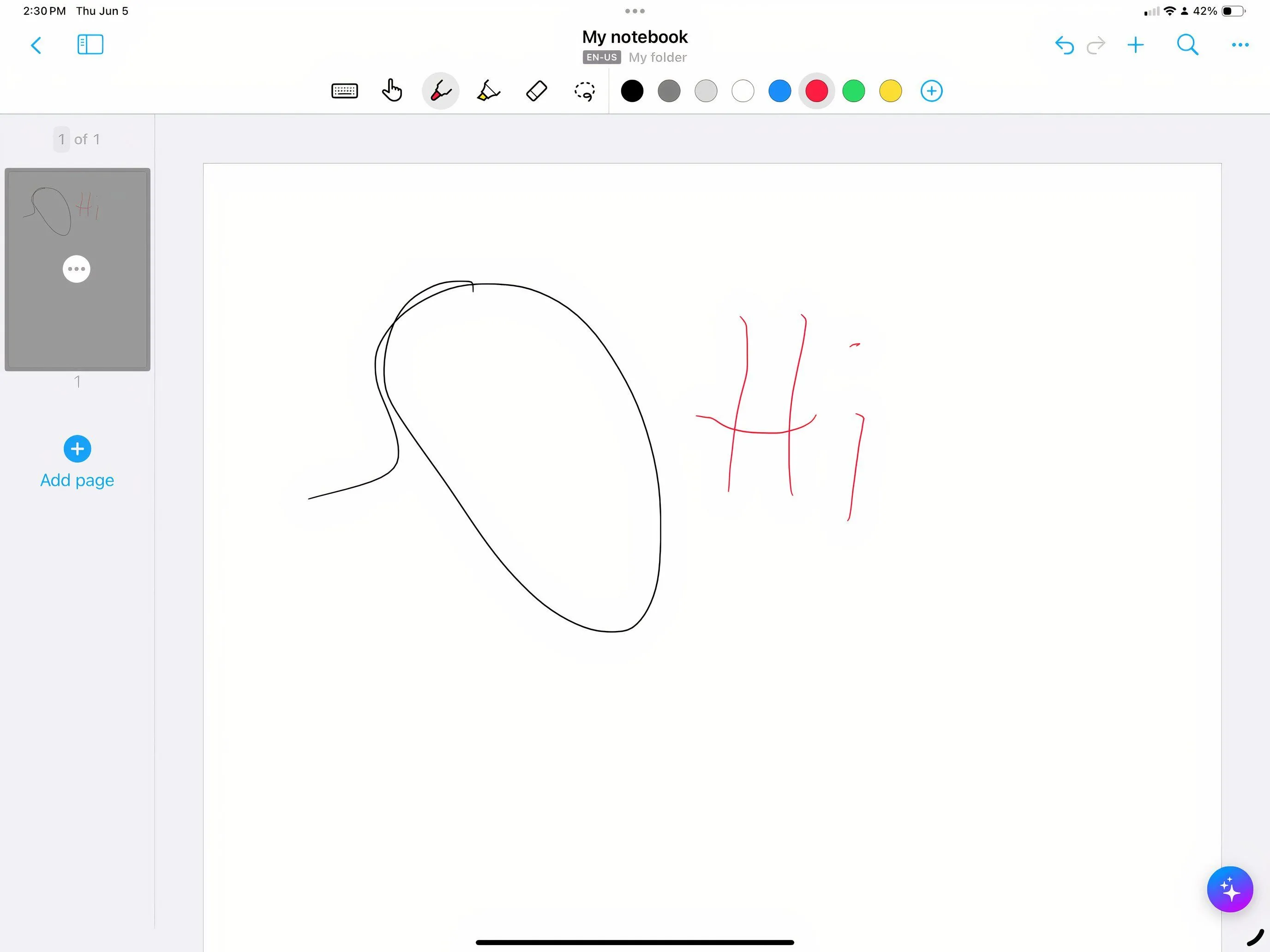 Giao diện ứng dụng Nebo trên iPad với tính năng chuyển đổi chữ viết tay