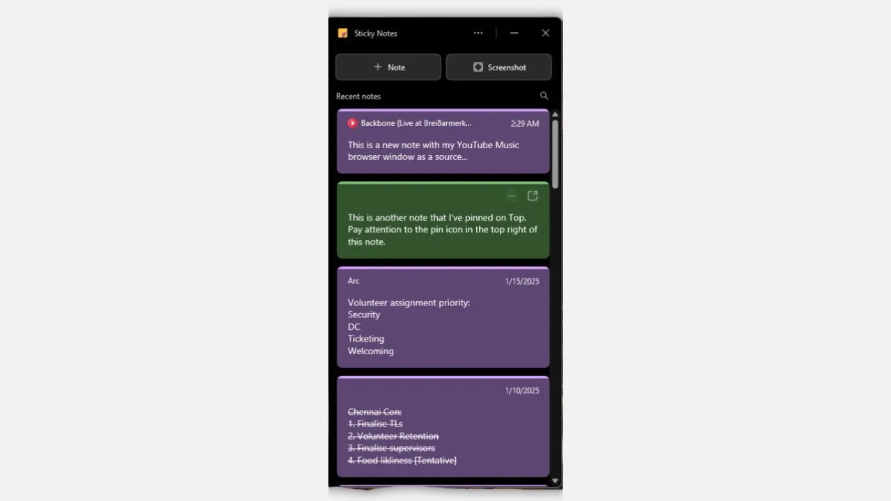 Giao diện ứng dụng Sticky Notes mới trên Windows 11