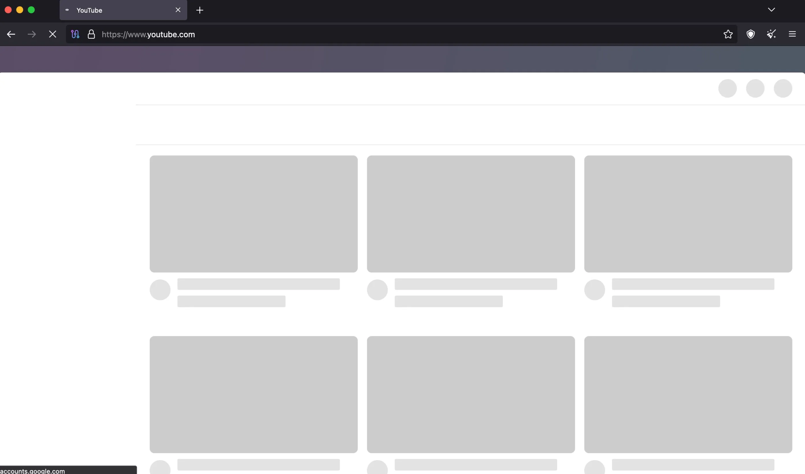 Giao diện YouTube tải chậm trên Trình duyệt Tor minh họa vấn đề tốc độ