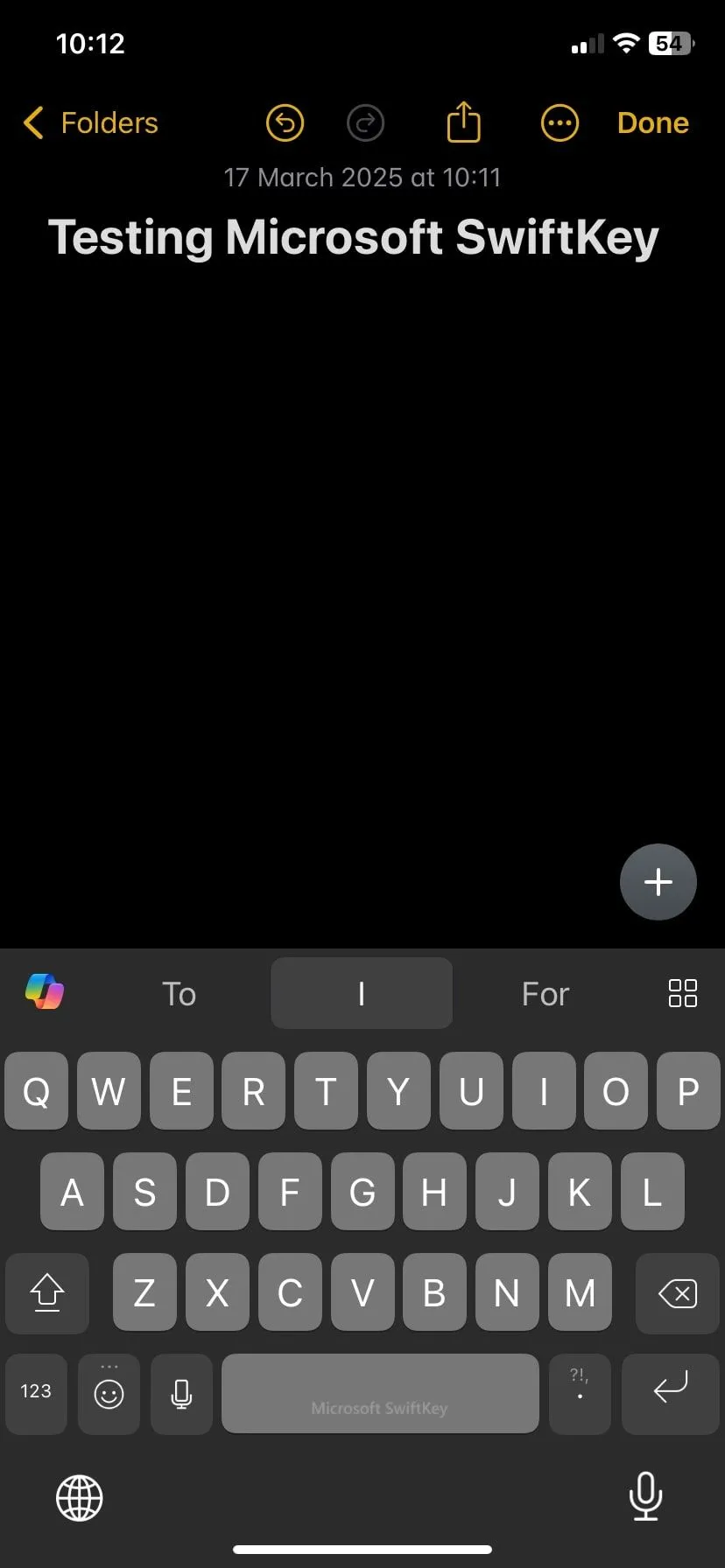 Gõ chữ với Microsoft SwiftKey trên ứng dụng Ghi chú