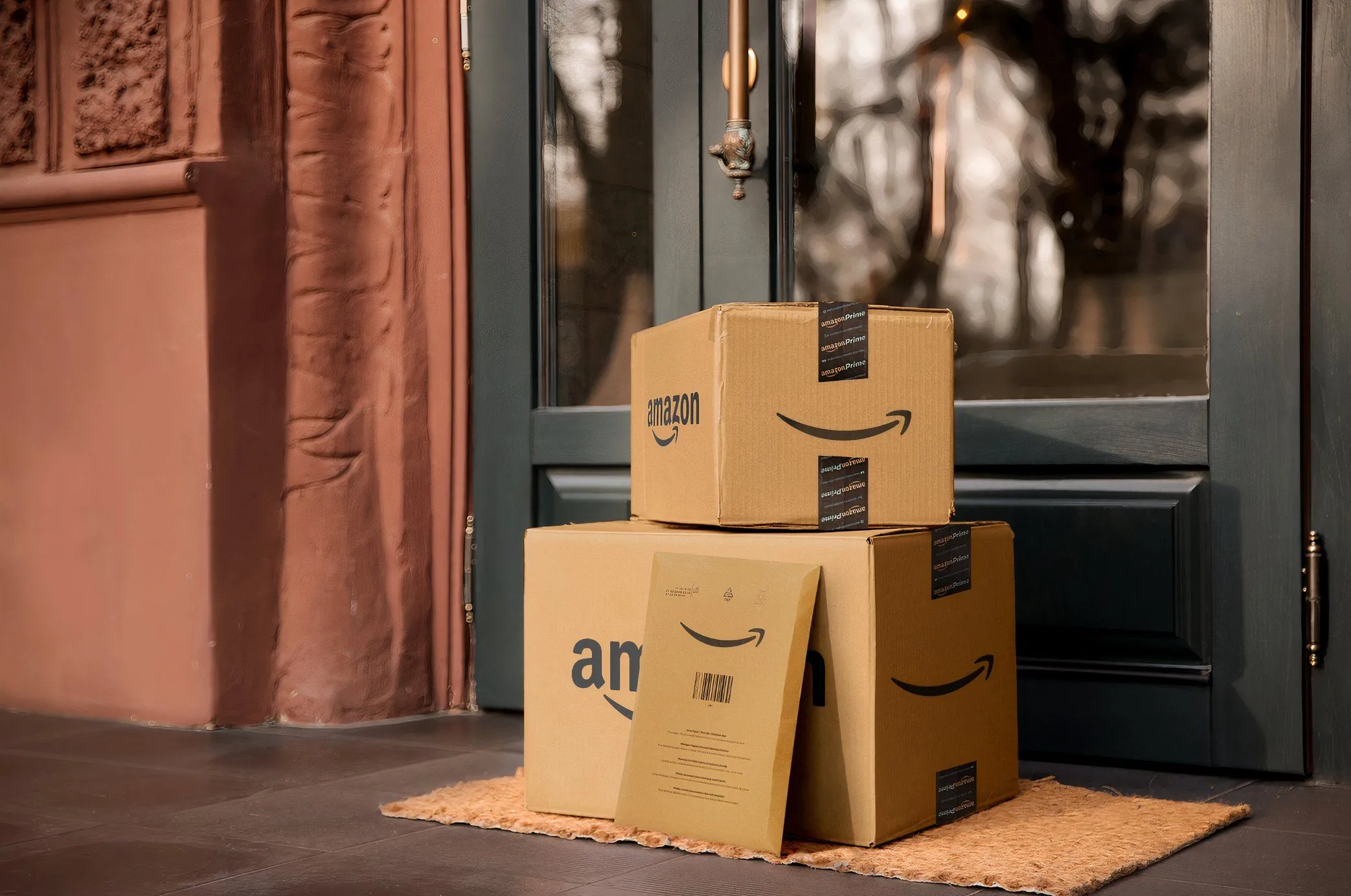 Gói hàng Amazon được giao để lộ thiên tại thềm nhà, tăng nguy cơ bị trộm cắp.