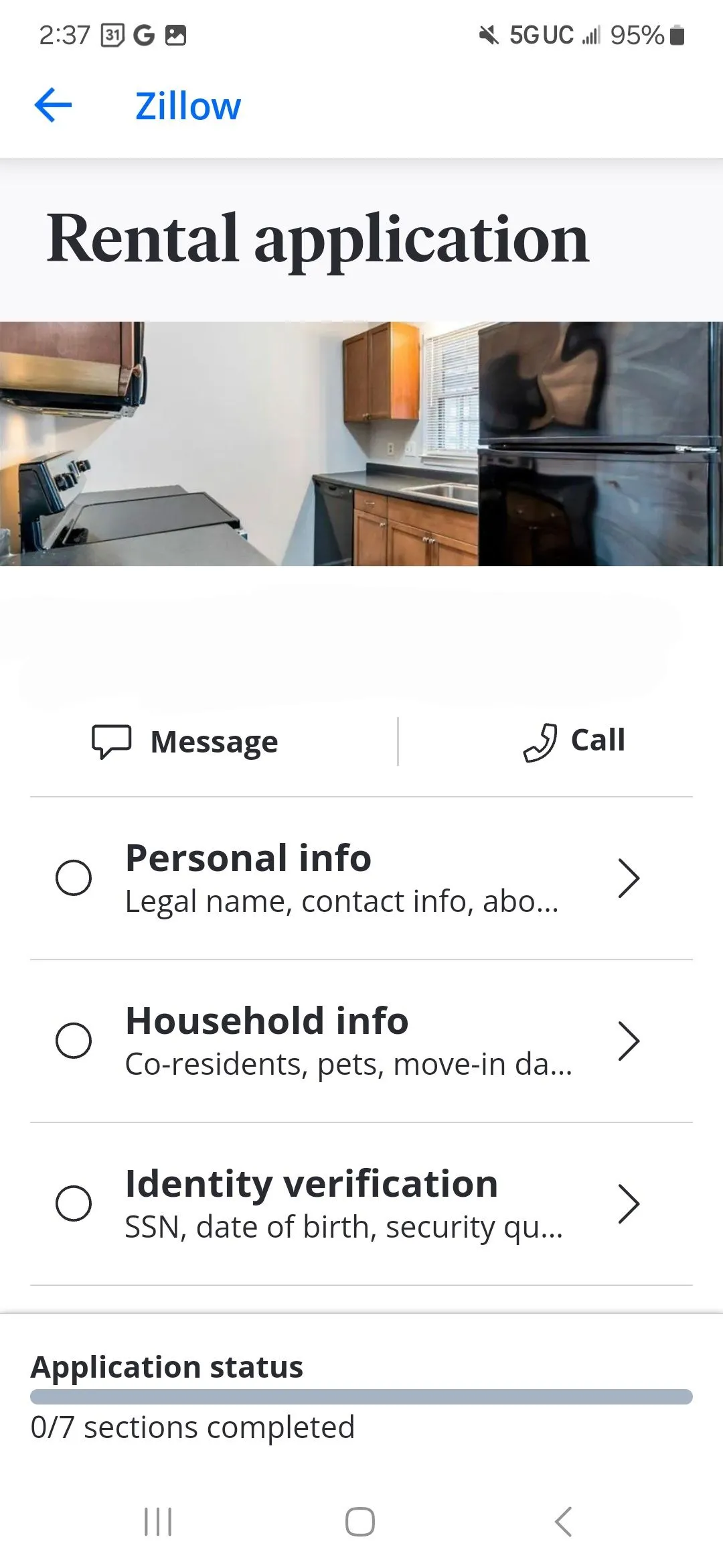 Gửi đơn đăng ký thuê nhà qua Zillow bằng cách cung cấp thông tin cá nhân và hộ gia đình