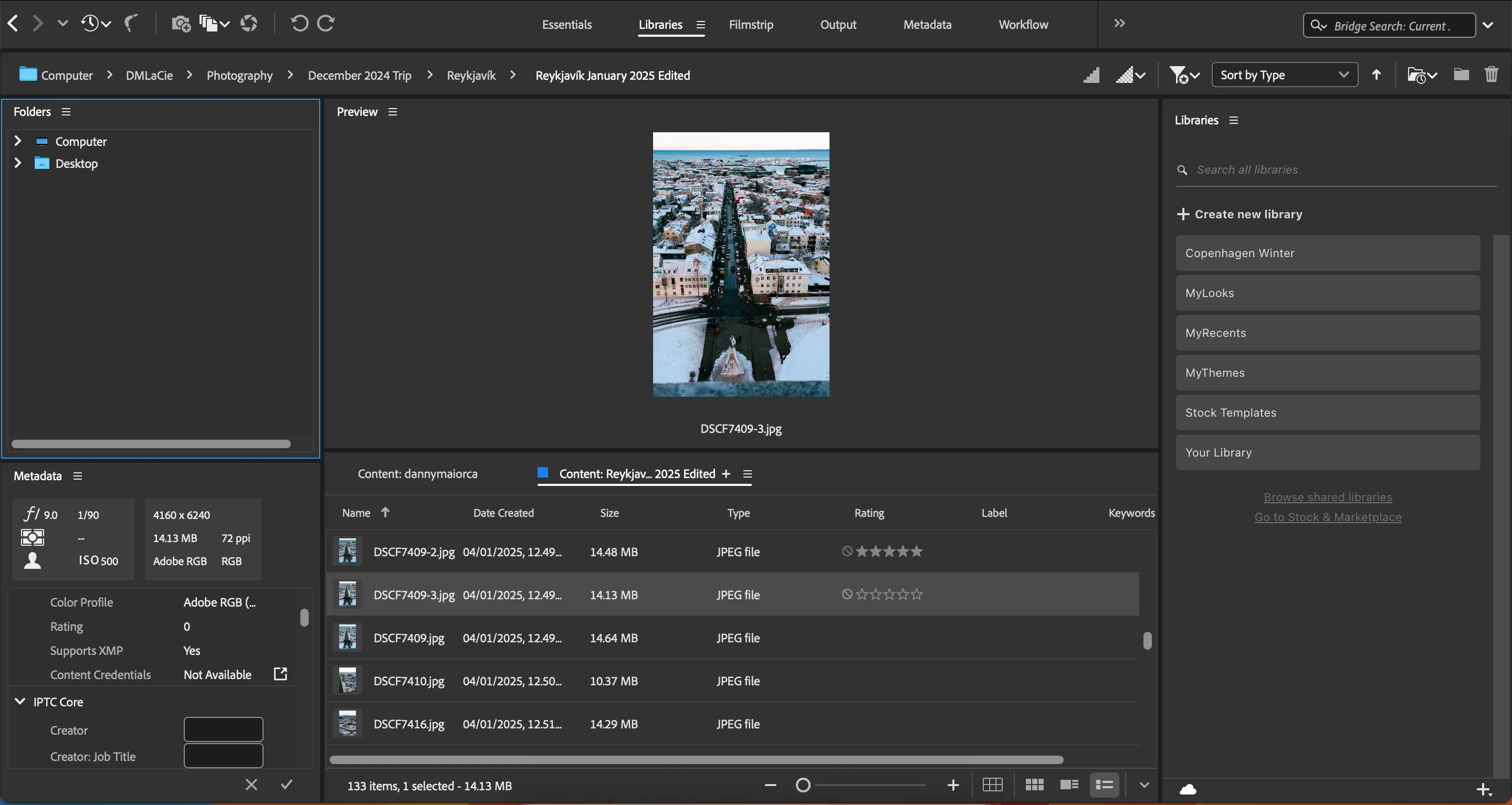 Hệ thống đánh giá sao trong Adobe Bridge giúp phân loại ảnh