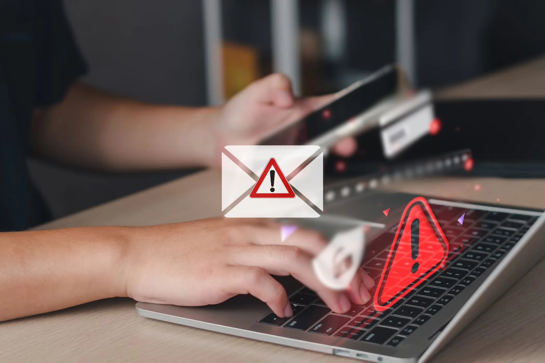 Hình ảnh cảnh báo khóa màn hình laptop để tránh rủi ro phishing