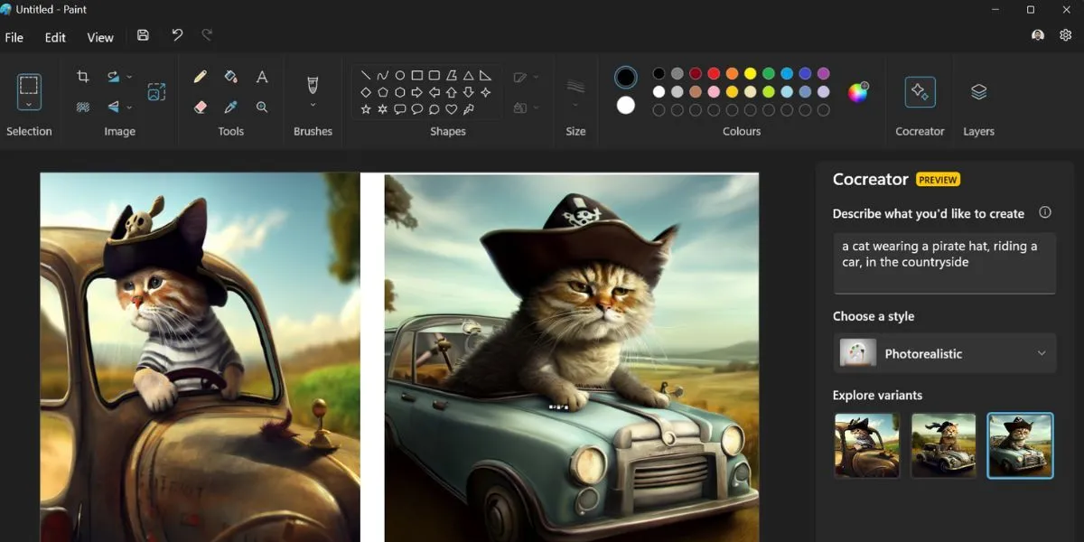 Hình ảnh được tạo và chỉnh sửa bằng tính năng Cocreator trong ứng dụng Paint của Copilot+ AI