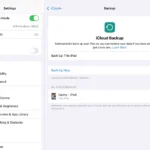 Hình ảnh giao diện cài đặt sao lưu iCloud trên iPad, minh họa tùy chọn sao lưu dữ liệu thiết bị Apple lên đám mây.
