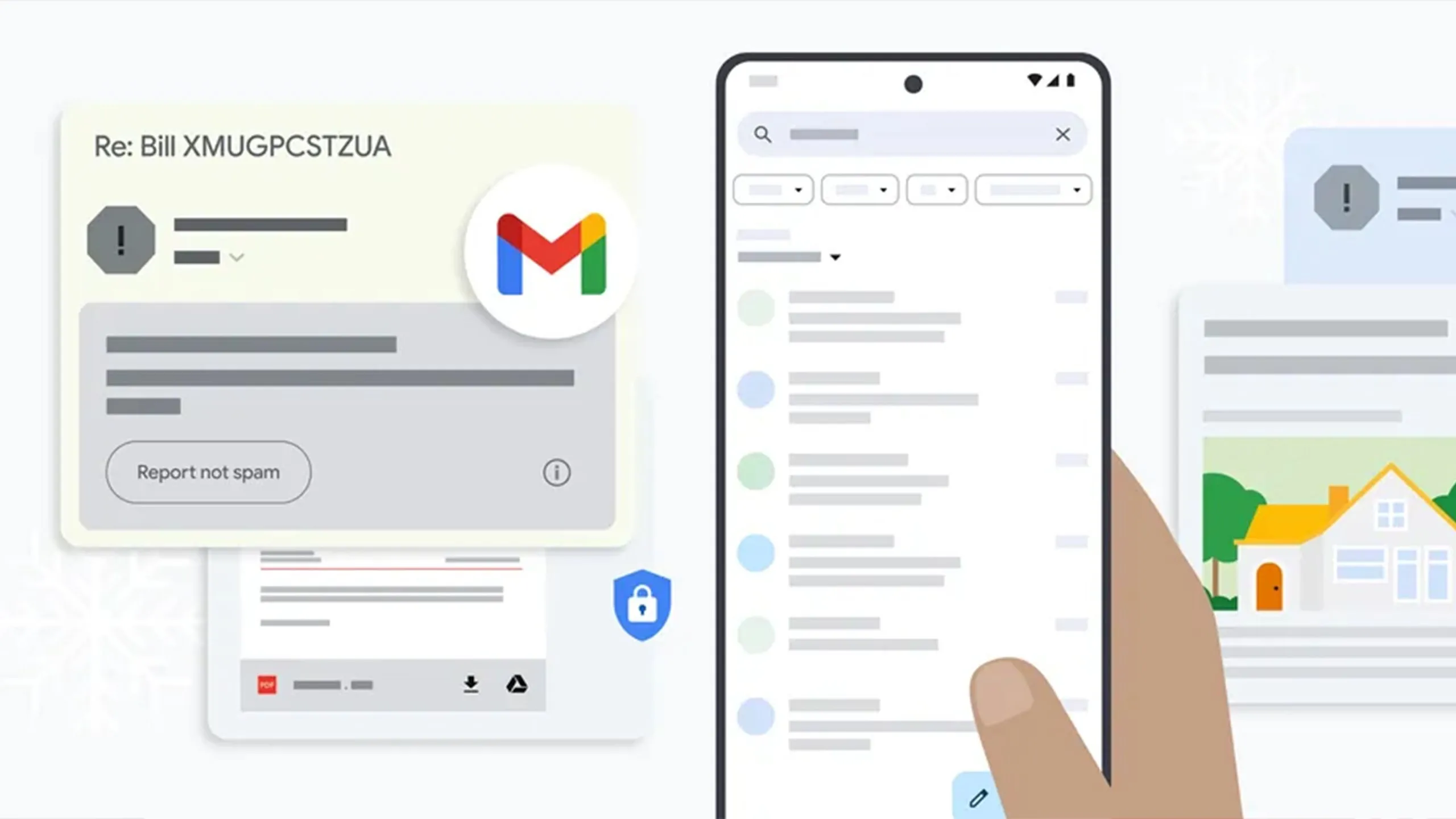 Hình ảnh minh họa hộp thư đến Gmail với cảnh báo email spam hoặc lừa đảo
