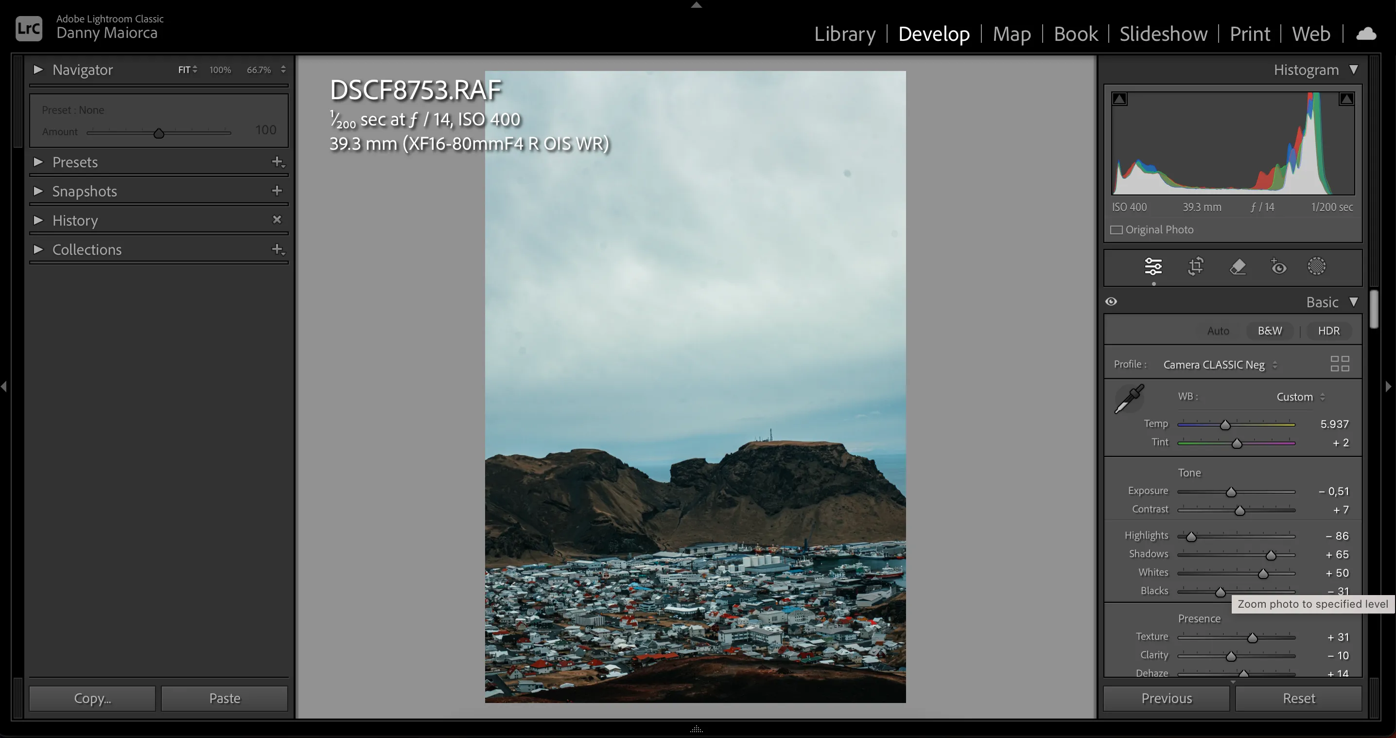 Hình ảnh minh họa màu sắc trong một bức ảnh được AI tự động tăng cường trong Lightroom bị bão hòa quá mức