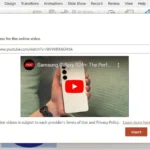 Hộp thoại Online Video trong PowerPoint với URL của video YouTube được dán