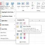 Hướng dẫn chọn Data Bars trong tùy chọn Conditional Formatting của Excel.