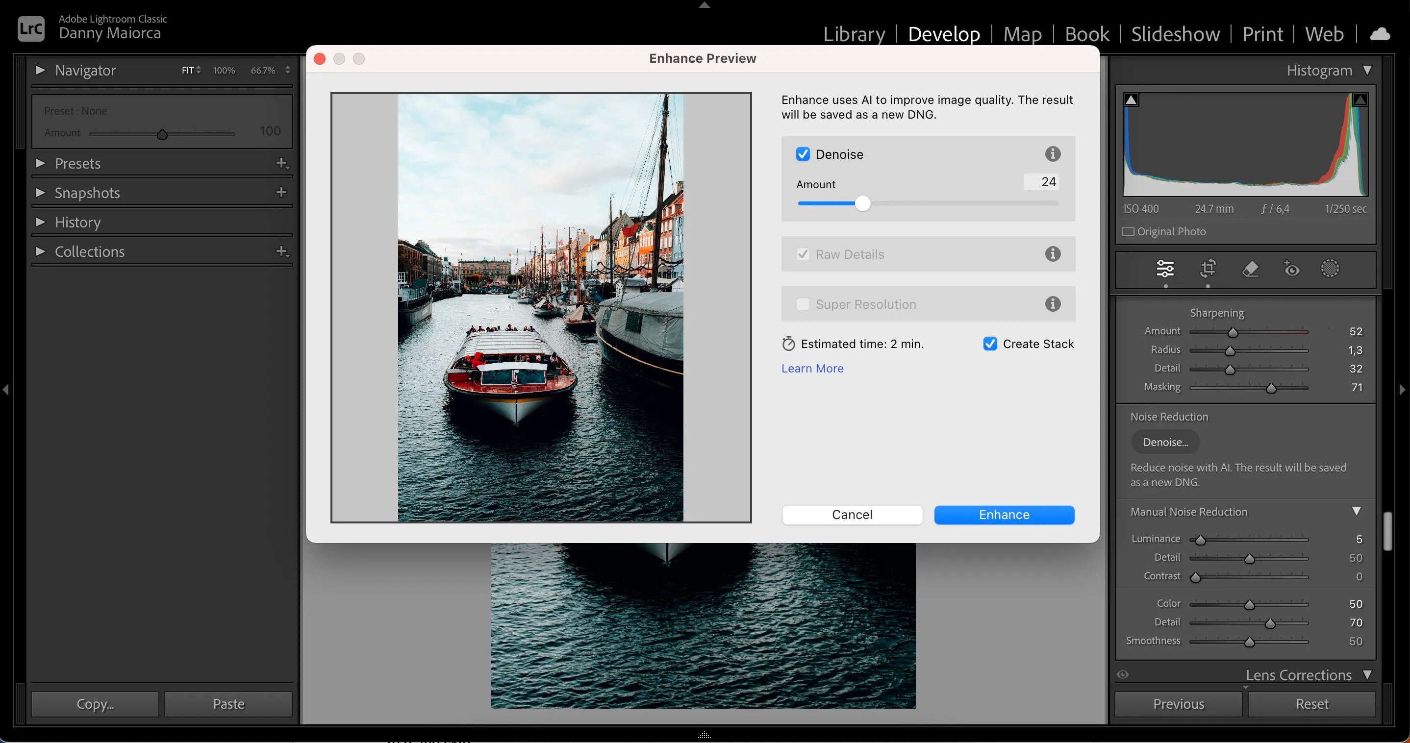 Hướng dẫn sử dụng công cụ Khử Nhiễu AI (AI Denoise) trong Adobe Lightroom để cải thiện ảnh bị nhiễu hạt