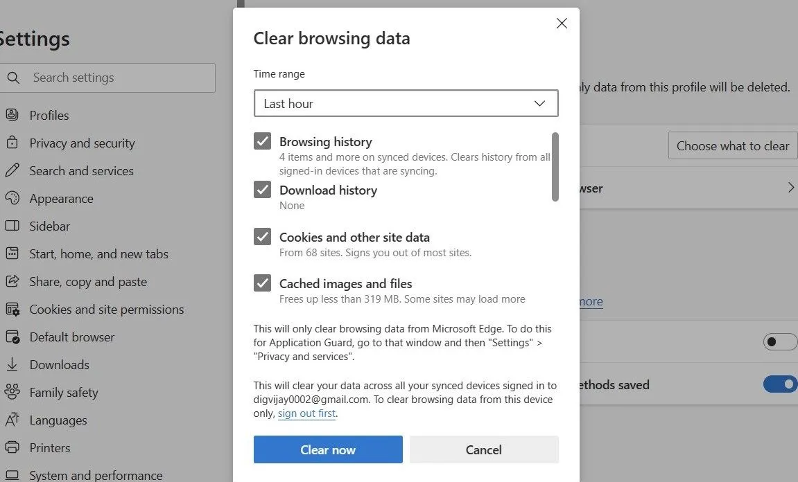 Hướng dẫn xóa dữ liệu duyệt web trên trình duyệt Microsoft Edge