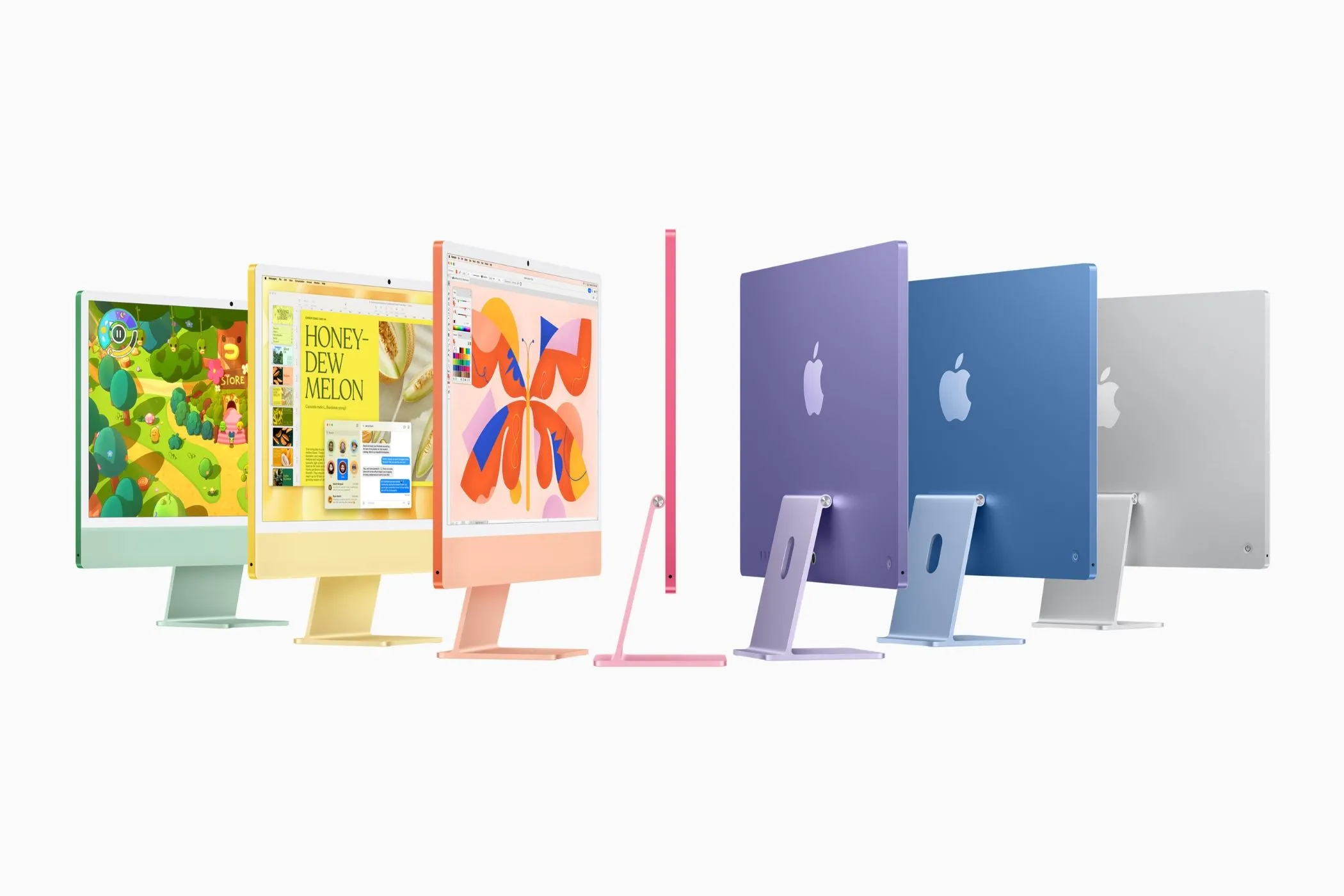 iMac M4 hiển thị trong tất cả màu sắc năm 2024