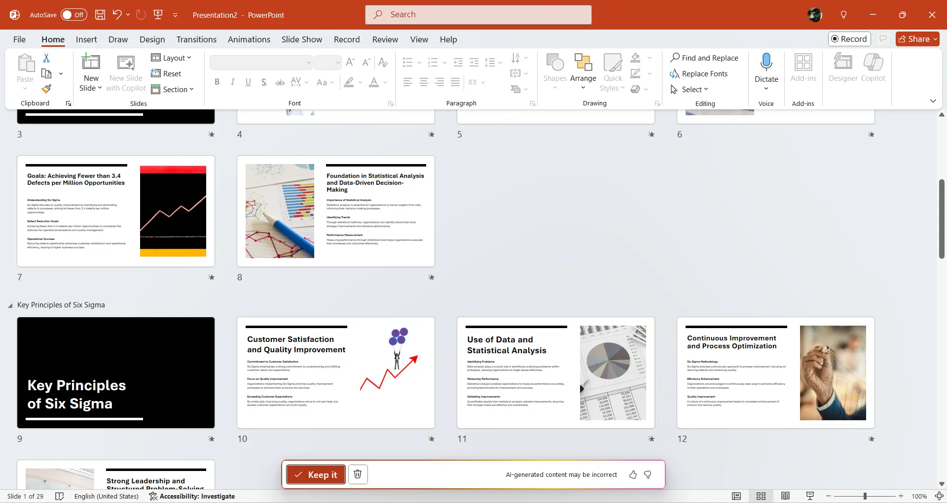Kết quả bản trình bày được tạo bởi Copilot với khoảng 22 slide.