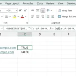Kết quả sử dụng hàm REGEXTEST trong Excel để kiểm tra định dạng email hợp lệ, hiển thị TRUE.
