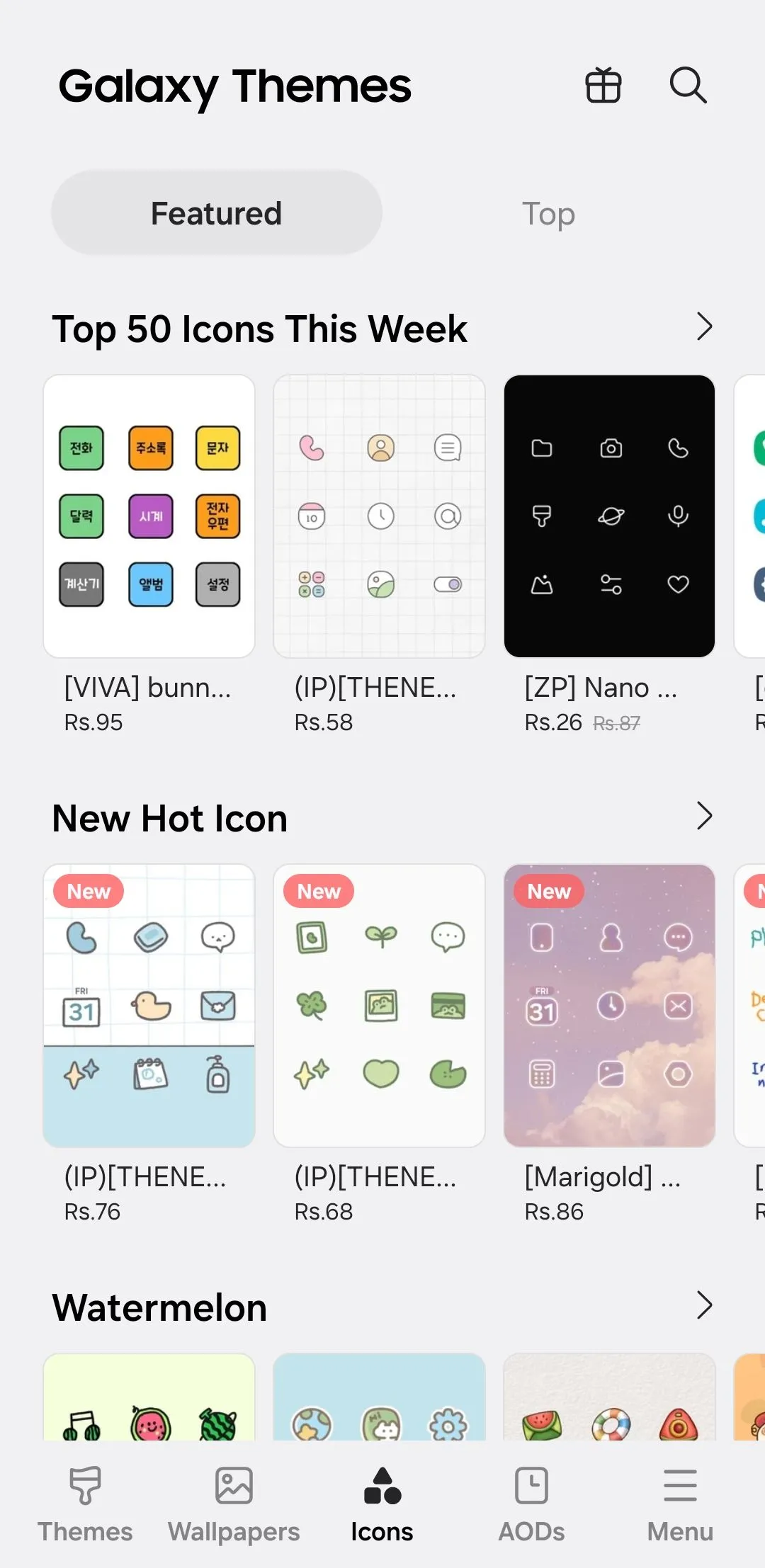 Kho gói biểu tượng icon trong Galaxy Themes của Samsung