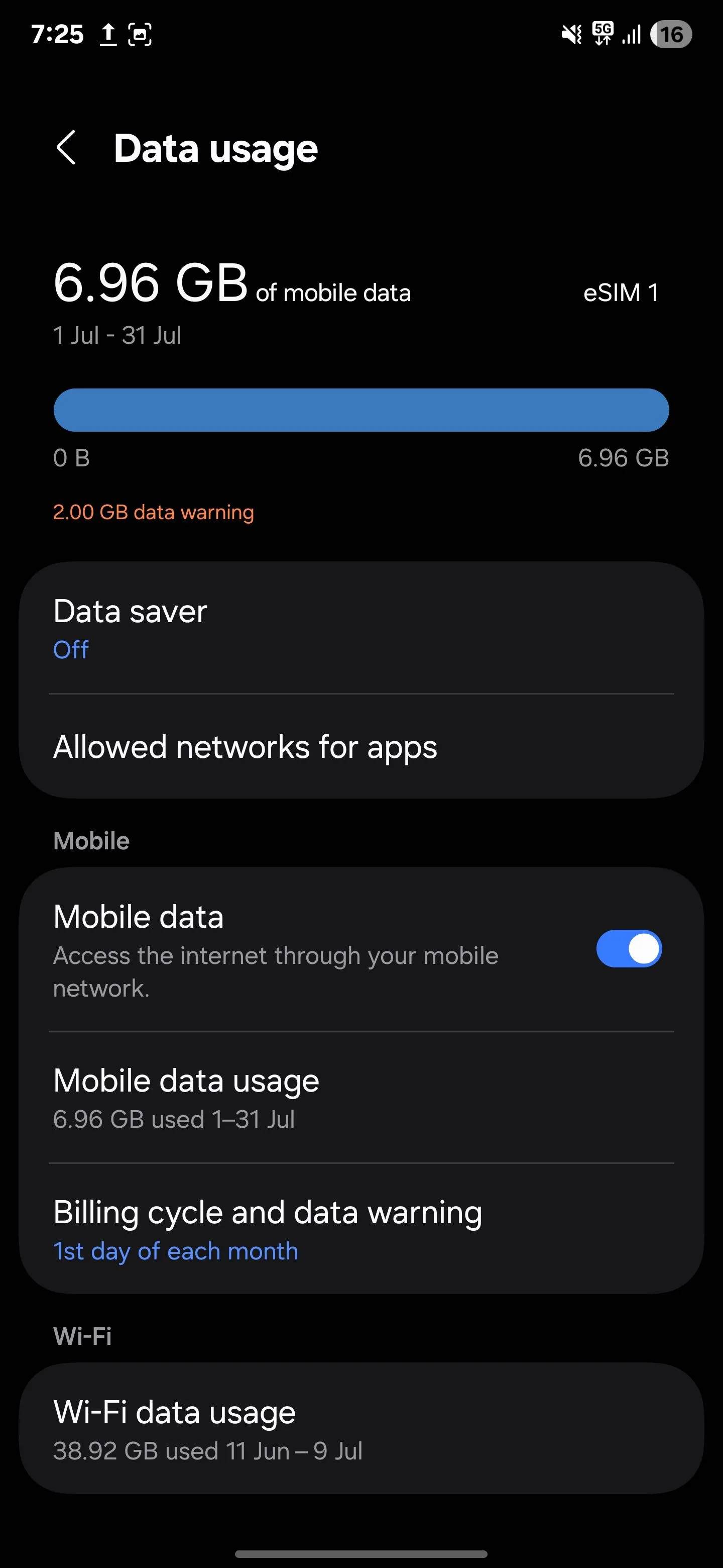 Kiểm tra và tắt sử dụng dữ liệu di động nền trên Samsung